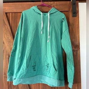 Distressed Teal women Sweatshirt